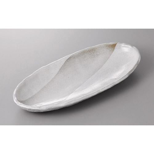 【みやび街道4-378】白釉重ね舟形尺盛鉢