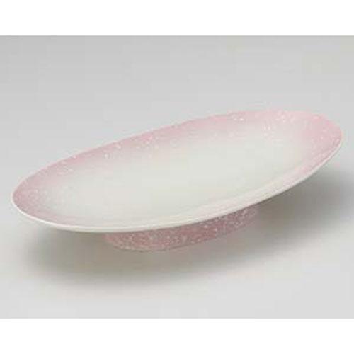 【ときわ28集-18】 ピンク白吹 高台 楕円皿