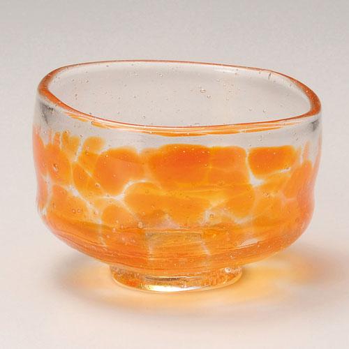【ときわ28集-392】 吹ガラス 抹茶碗 オレンジ