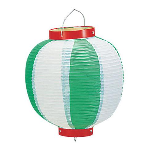 ビニール提灯丸型 9号 緑/白 ｂ209－5 9-2561-1905(本商品の販売を終了致しました)
