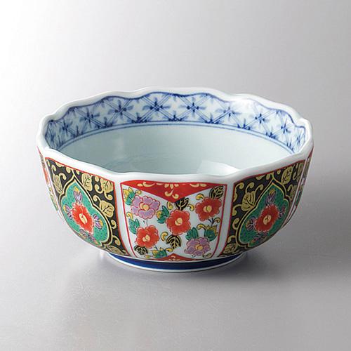 有田焼 其泉窯 緑彩花草彫 輪花鉢 5枚セット 小鉢 小付 グリーン 花型