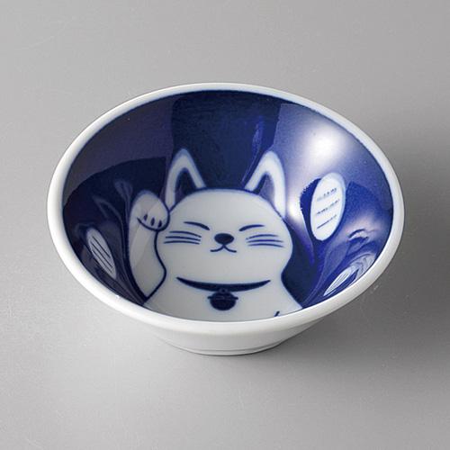 【みやび街道4-157】藍染　招き猫反型豆鉢