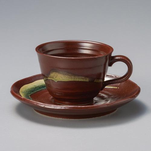 【みやび街道4-777】渦紋赤コーヒー碗皿