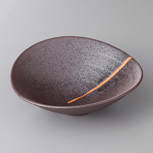 【みやび街道4-091】鉄釉ライン変形鉢（小）