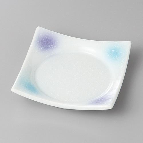 【みやび街道4-176】二色吹（紫・青）淡雪四方皿