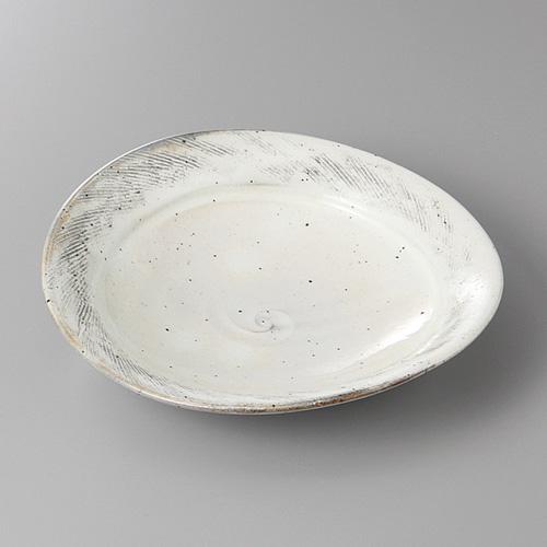 【みやび街道5-228】粉引櫛目楕円和皿 (本商品の販売を終了致しました)