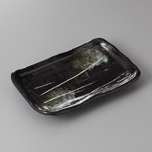 【みやび街道4-254】ソギ型焼物皿黒