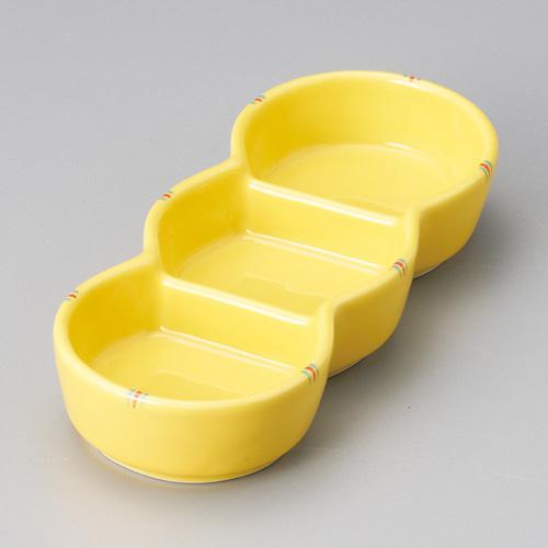 【みやび街道4-510】黄釉二彩丸型三品皿