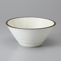 【みやび街道4-537】粉引白刷毛水輪6．5麺鉢