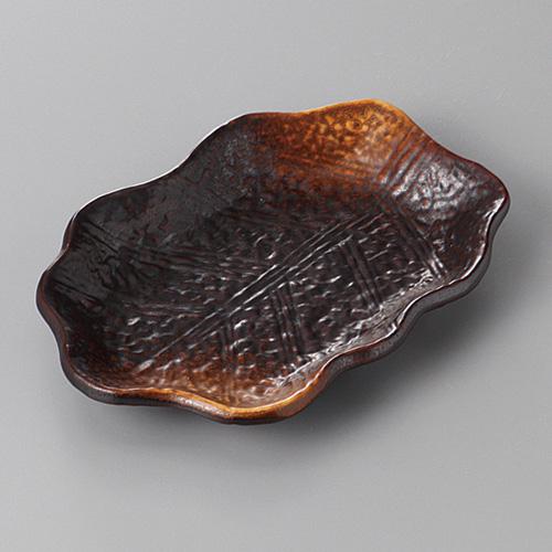【みやび街道4-300】焼締め木の葉型銘々皿