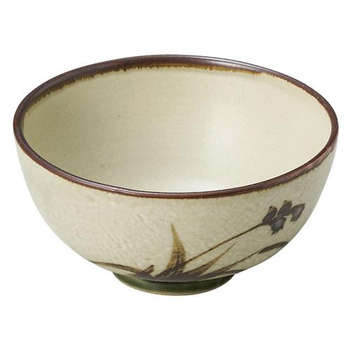 【みやび街道5-632】織部流し芦絵　茶碗（中）