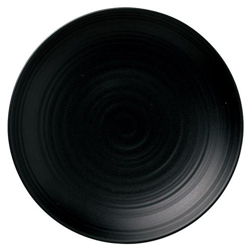【みやび街道4-654】黒白（こくはく）　黒　8寸皿