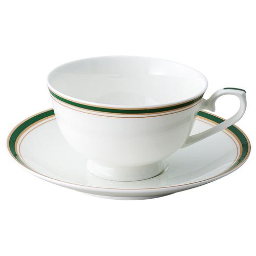 【みやび街道4-726】ディープグリン（最高級ボーンチャイナ）　コーヒー・紅茶兼用碗皿