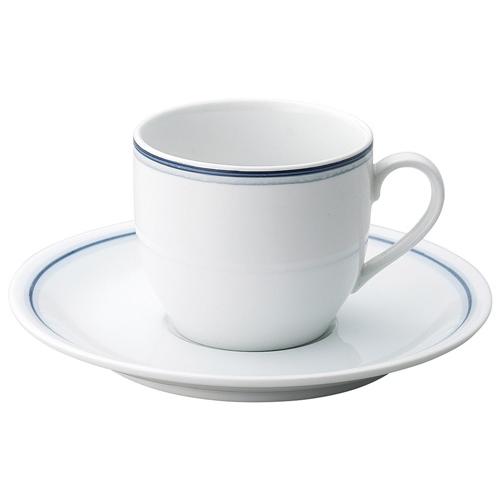【みやび街道4-732】ブルーボーダー（高強度磁器）　コーヒー碗皿