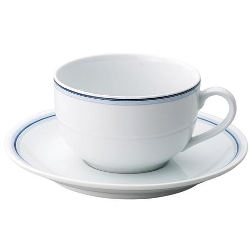 【みやび街道4-732】ブルーボーダー（高強度磁器）　紅茶碗皿