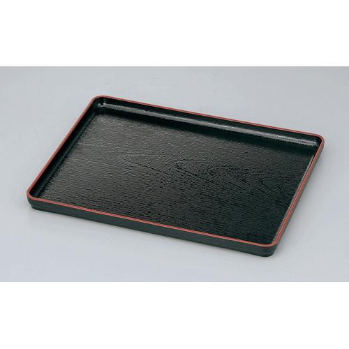 【みやび街道5-882】耐熱　大寿木目盆　黒天朱ＳＬ尺2