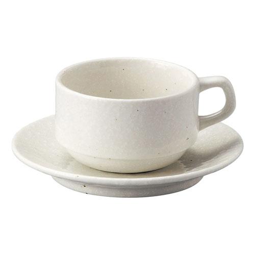 【ときわ28集-590】白粉引（黒斑点） スタックカプチーノ碗