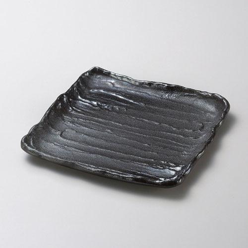 【ときわ28集-190】 金吹黒砂荒ソギ２２cm角皿
