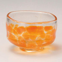 【ときわ28集-392】 吹ガラス 抹茶碗 オレンジ