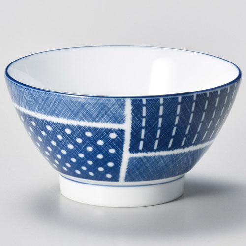【ときわ28集-367】 古青藍 藍格子 飯碗