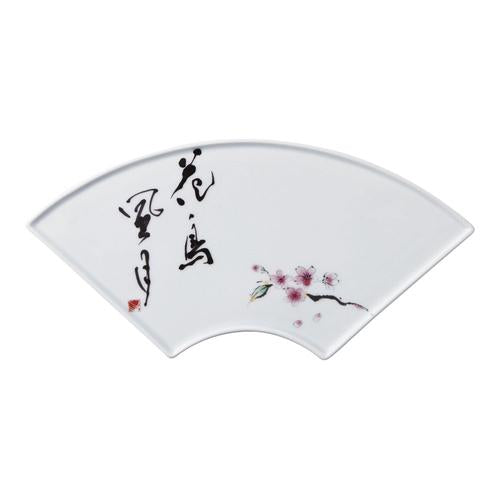 イングレ花鳥風月扇型焼物皿 ＡＺ163－14  9-2374-1801