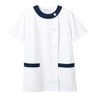 女性用調理衣半袖 1－092 白/紺 Ｌ  9-1495-0905