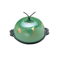 アルミ高瀬陶板鍋 金彩・緑 小 13 cm 1-2130-1403