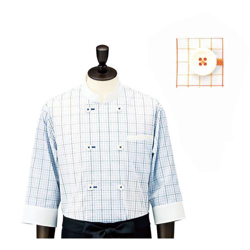 チェック コックシャツ・スタンドカラー ＳＢＫ4101 オレンジ 4Ｌ  9-1501-1112