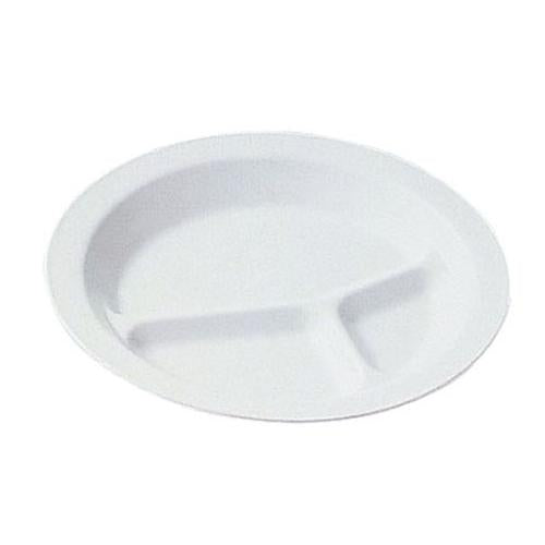 ポリプロピレン食器 白 丸ランチ皿三ッ切 №1714Ｗ  9-2441-1101