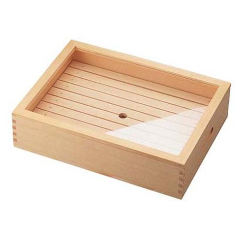木製 ネタ箱 目皿・アクリル蓋付 大  9-0143-0801