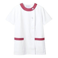 女性用調理衣半袖 1－094 白/ピンク ＬＬ  9-1495-0908