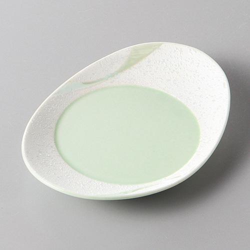 【みやび街道4-308】有田焼　流水ラスター楕円小皿（緑）