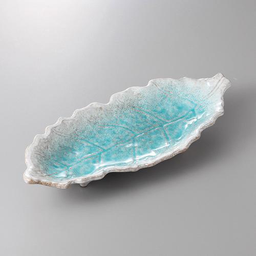 【みやび街道5-401】ブルー王朝葉形大皿